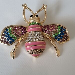 Colorful Crystal Bee Brooch